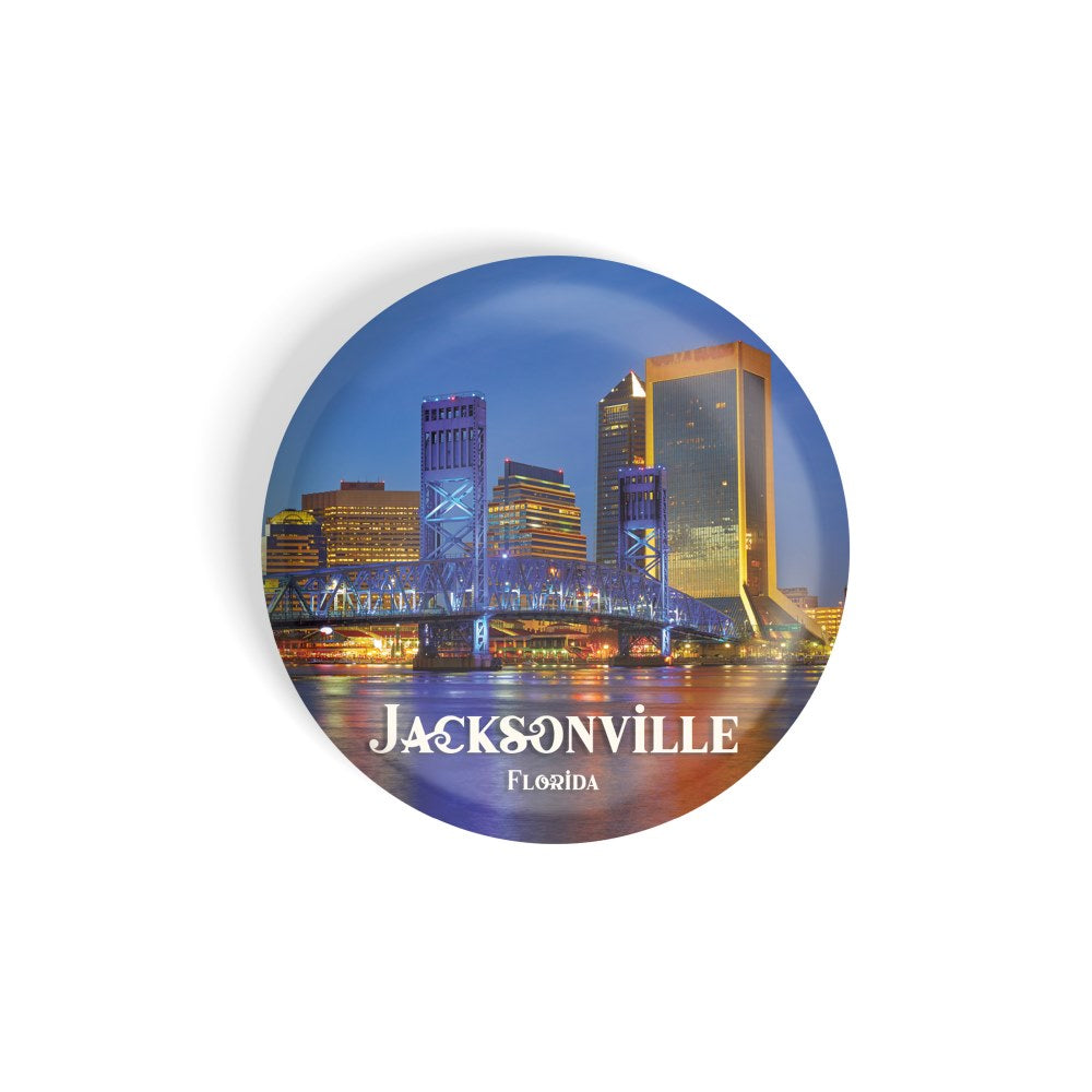 dhcrafts Round Fridge Magnet Multicolor Jacksonville Florida D2 Glossy Finish Design Pack of 1 (58 mm)